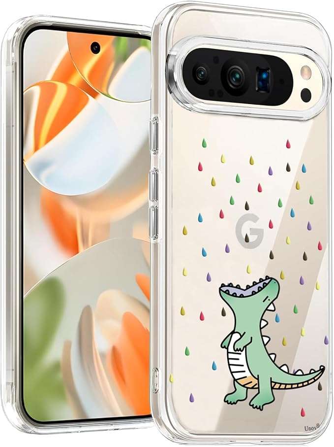 Schutzhülle Für Google Pixel 9 Pro Xl Rückseite Regenbogen Dinosaurier