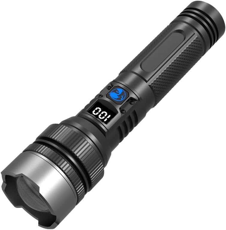 Wiederaufladbare Taschenlampe Mit Hoher Leuchtkraft – 1.000.000 Lumen Led-superhelllicht, Lcd-display, 5 Modi, Ipx7 Wasserdicht, Leistungsstarke Handtaschenlampe Für Camping, Zuhause Und Notfälle