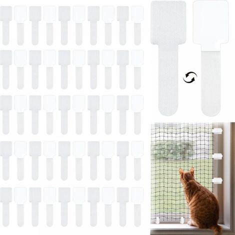 – 50 Befestigungshaken Für Katzennetze – Starker Klebstoff Für Verschiedene Oberflächen – Wiederverwendbar Und Bohrfrei – Schutz Für Balkon Und Garten