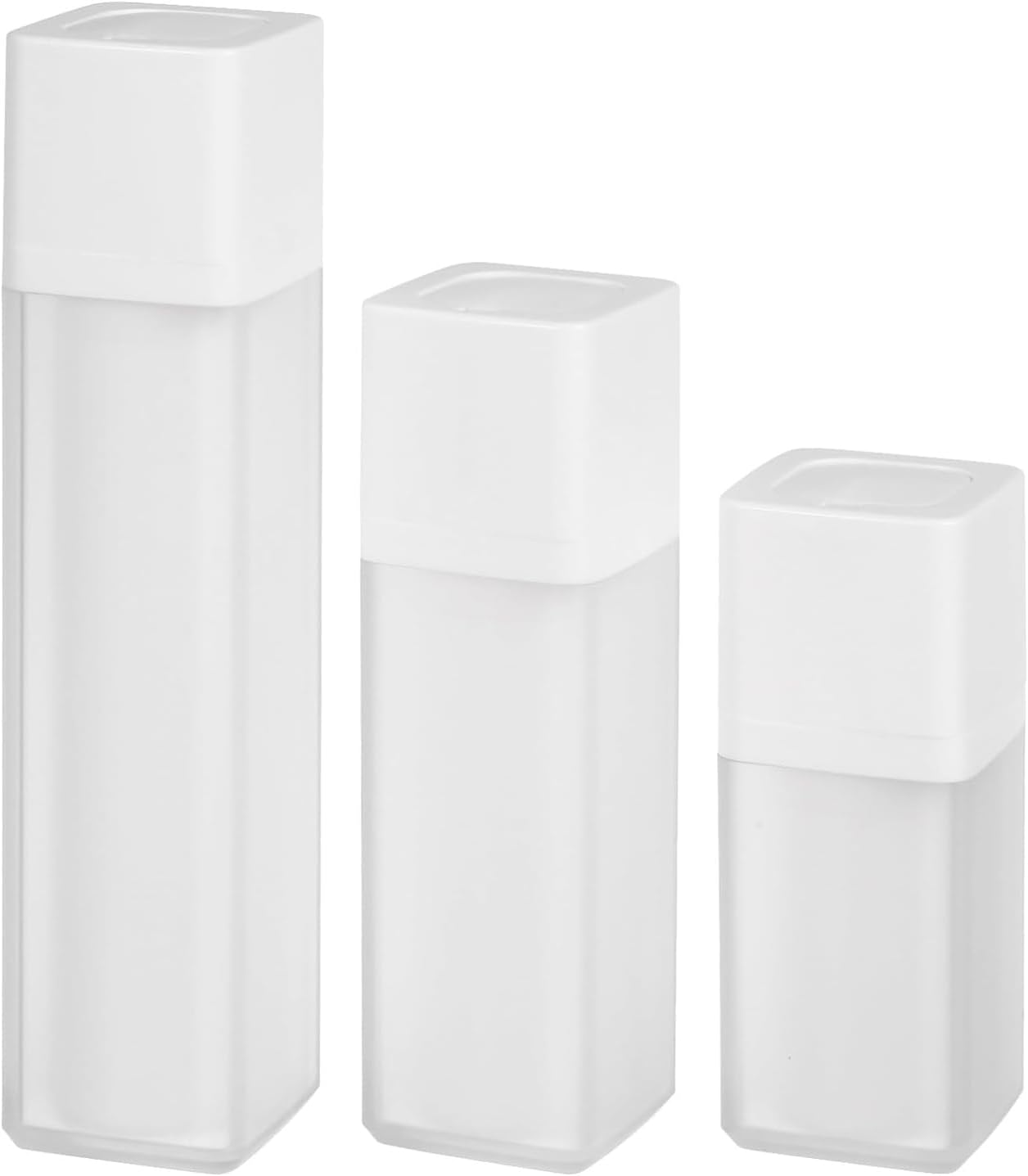 3 Stück Mattierte Kunststoff-pumpflaschen, Reiseflaschen, Nachfüllbare Vakuum-pumpflaschen Für Kosmetik, Für Foundation, Creme, Lotion, Essenz, Quadratischer Spender (15 Ml) (30 Ml) (50 Ml)
