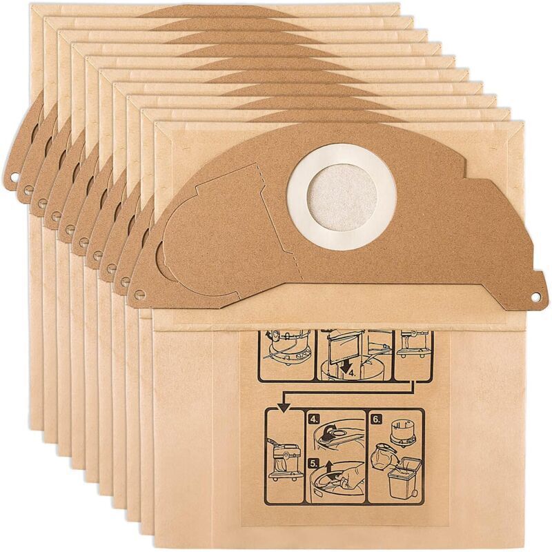 15 Ersatz-papierfilterbeutel Für Kärcher Wd2 Mv2 6.904-322.0 Wd 2.200 Wd2250 A2004 A2054 A2099 Nass- Und Trockensauger, Premium-zubehör.