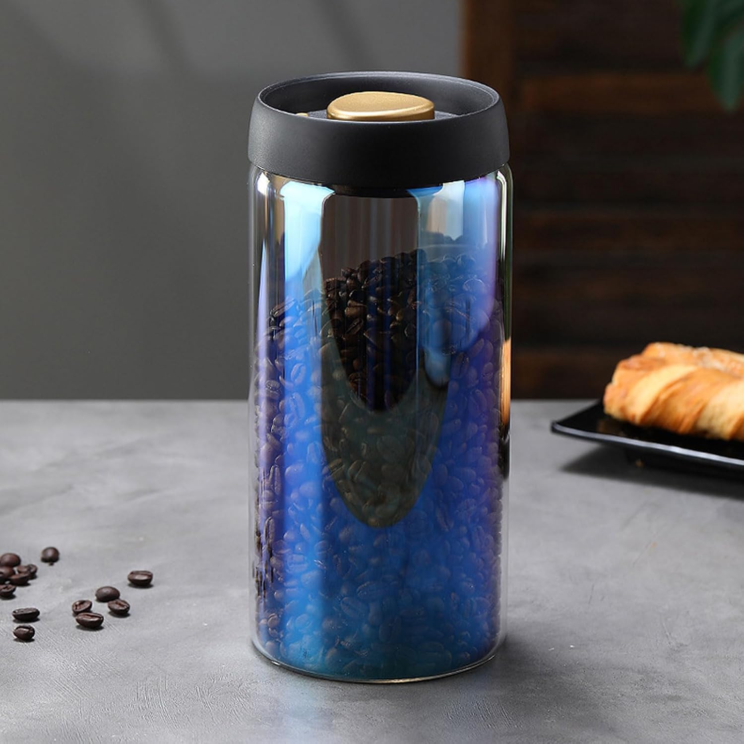 Farbige Vakuum-aufbewahrungsbehälter Für Kaffee, Luftdichte Behälter Mit Deckel Für Kaffeebohnen Und Lebensmittel, Auslaufsicherer Behälter Mit Manueller Vakuumextraktion (farbig, 1800 Ml)