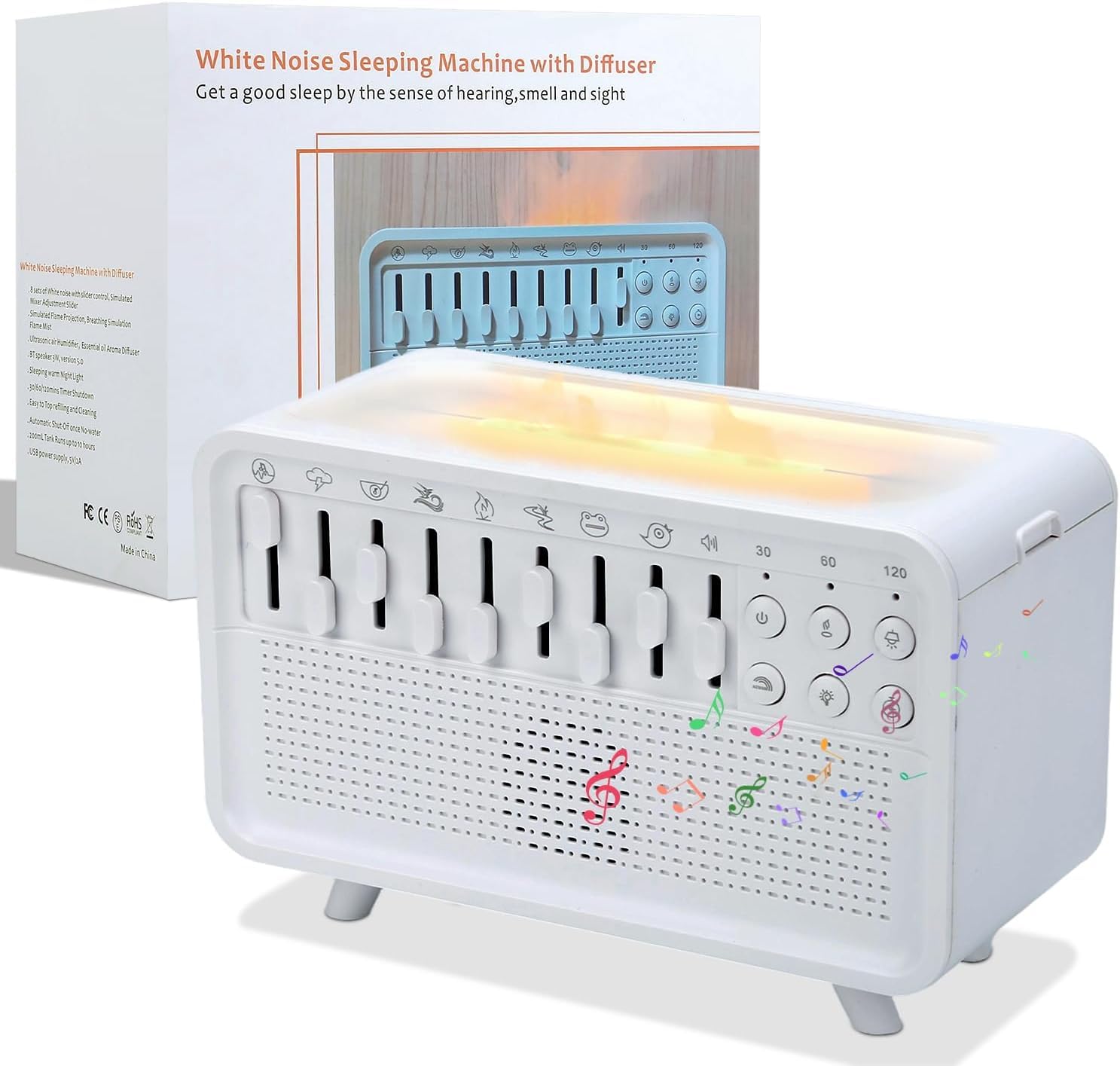 Weißrauschgenerator, Led-bluetooth-lautsprecher, Weißrausch-diffusor Mit Ätherischen Ölen, Nachtlicht Mit Timer Und Atemübungen Für Erwachsene Und Babys