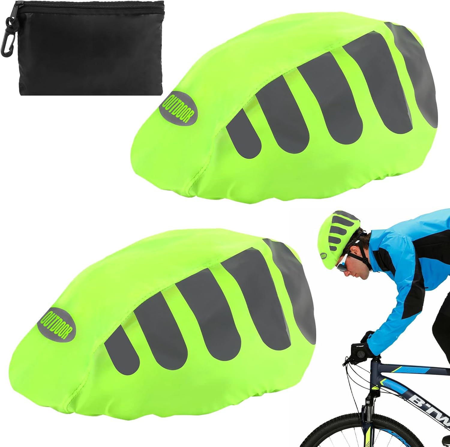 Zweiteilige Regenhülle Für Fahrradhelme, Wasserdicht Und Reflektierend, Mit Aufbewahrungstasche. Universeller Regenschutz Für Fahrradhelme, Ideal Für Reisen Und Radtouren.