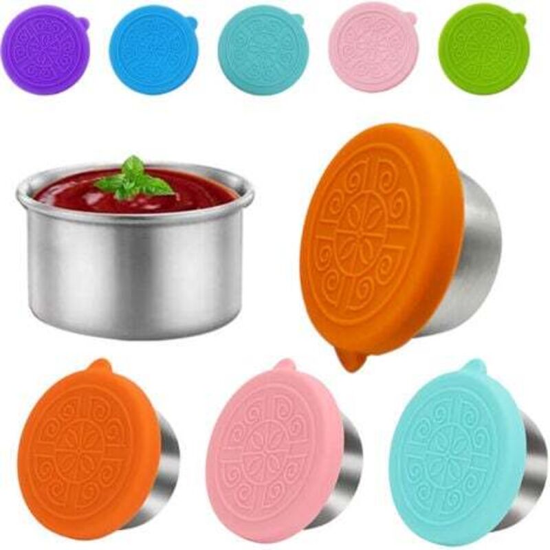 [niemals Verwendet] Mini-saucenbehälter, 50 Ml Edelstahl-saucenbecher, Luftdichte Gewürzbehälter Mit Reinigungsbürste, Salatdressingbehälter, Saucenbecher