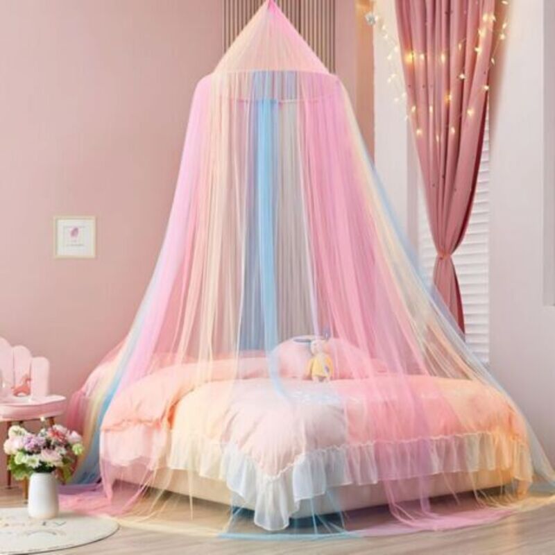 [niemals Verwendet] Moskitonetz Fürs Bett, Mädchenbetthimmel, Regenbogen-moskitonetz Für Einzel- Oder Doppelbetten, Kinderbetthimmel Für Reisen Und Drinnen/draußen