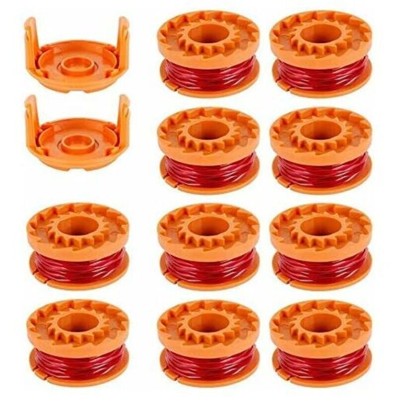 Trimmerfadenspulen Für Worx Wg163 Wg180 Wg175 Wg150 Wg160 Freischneider, 10 Stück Aus Nylon 3 M/1,65 Mm Mit 2 Endkappen
