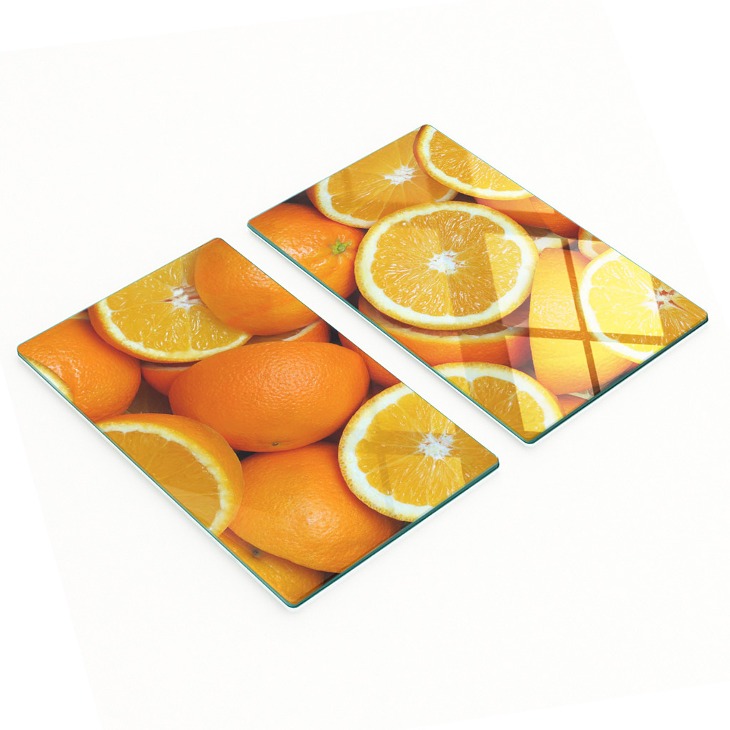 Robuste Und Stilvolle Glasplatten Mit Halborangefarbenem Muster, 2 X 30 X 52 Cm