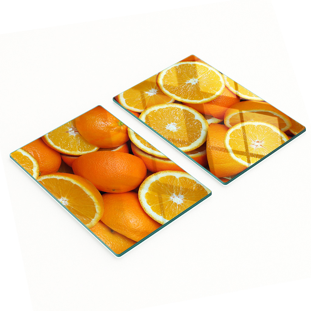 Robuste Und Stilvolle Glasplatten Mit Halborangefarbenem Muster, 2 X 40 X 52 Cm