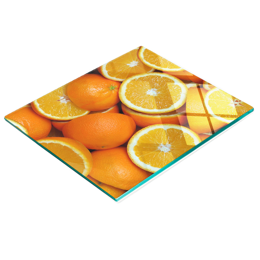Stilvolle Und Robuste Glasplatte Mit Orangefarbenem Halbmuster, 60 X 52 Cm