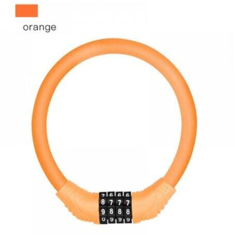 [niemals Verwendet] Orangefarbenes Fahrradschlosskabel Mit Zahlenschloss, Tragbarer Mini-ring, Fahrradzubehör