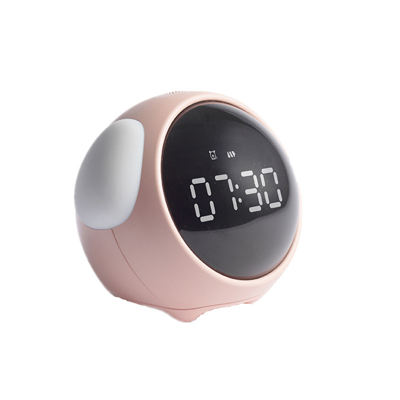 Kreativer Pixel-wecker Für Schüler, Heller Led-wecker, Digitaler Wecker, Pinkes Emoji