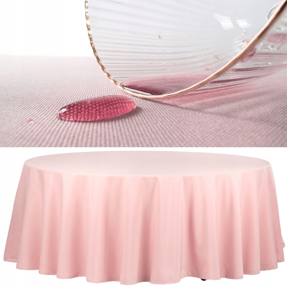 Fleckenabweisende, Puderrosa Glatte Tischdecke Für Runde Tische, Fi320 Polyester, 180 G/m²