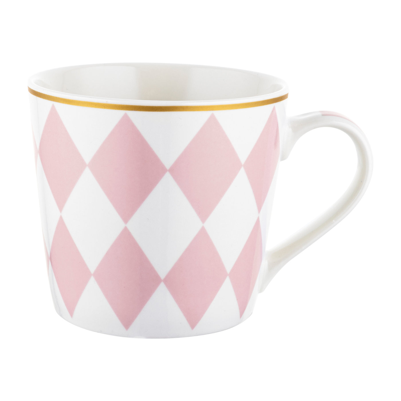 Florina Porzellanbecher Mit Geometrischem Diamantmuster, 400 Ml, Rosa
