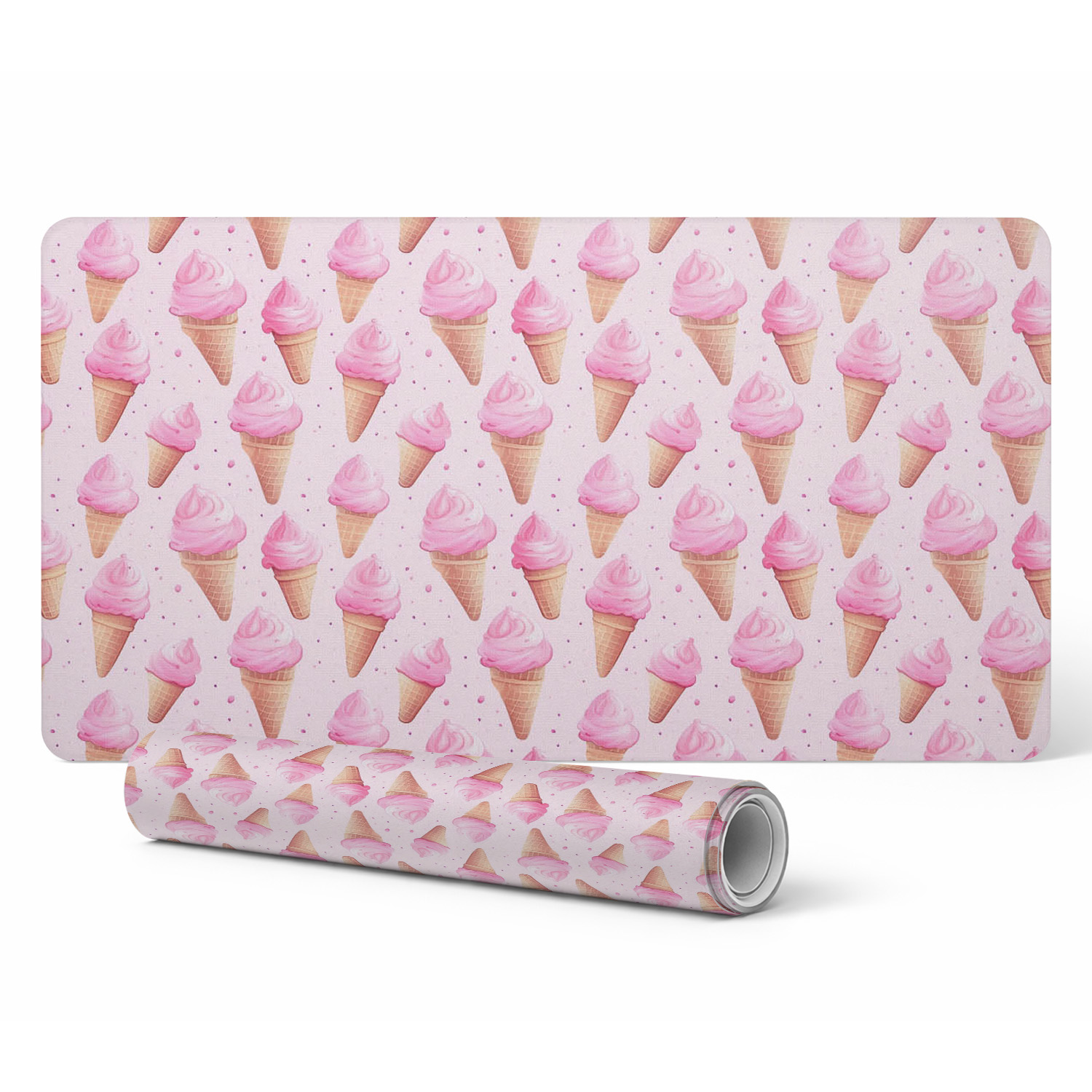 Dekorative Schutzmatte Für Bürotische, Rosa Eiswaffeln, 90 X 45 Cm