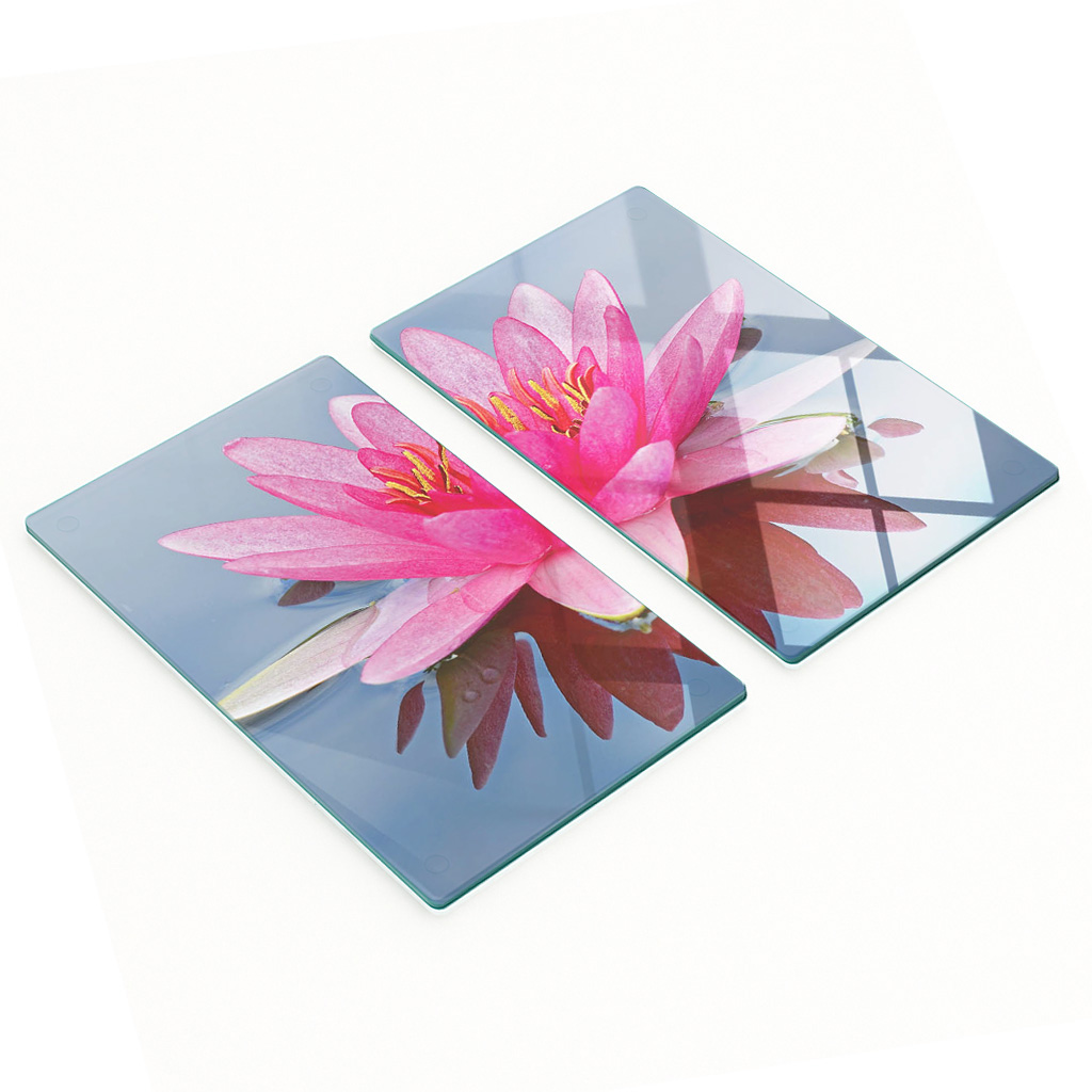 Gehärtete Glasplatten Mit Dekorativem Rosa Seerosenmuster, 2 X 30 X 52 Cm