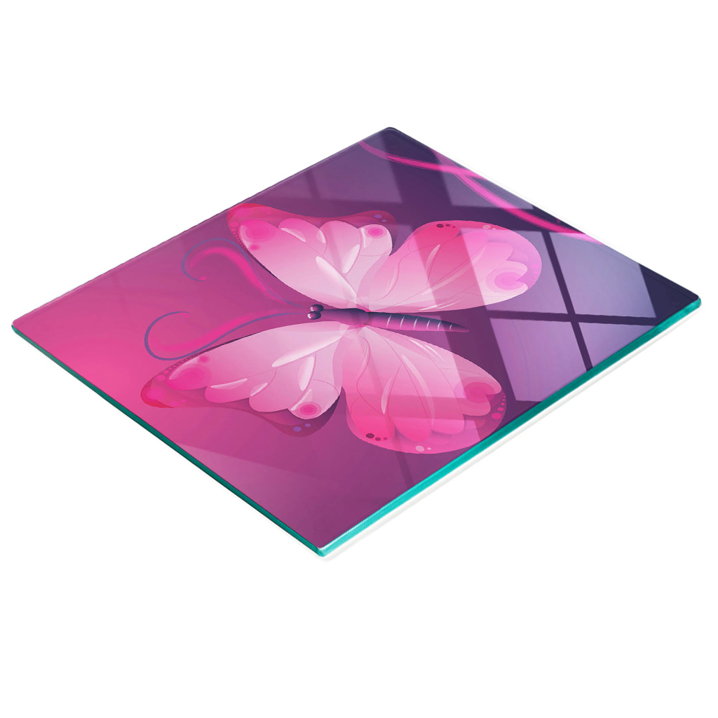 Multifunktionale, Dekorative Küchenplatte Aus Gehärtetem Stahlblech, Rosa Schmetterling, 60 X 52 Cm