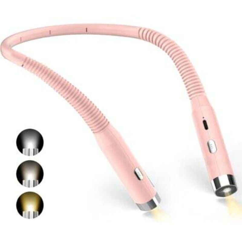 [niemals Verwendet] Nackenleselampe, Wiederaufladbare Leselampe Fürs Bett, 3 Farben Und 3 Einstellbare Helligkeitsstufen, 360° Faltbar, Usb-led-leselampe Für Reisen, Stricken, Camping (pink)