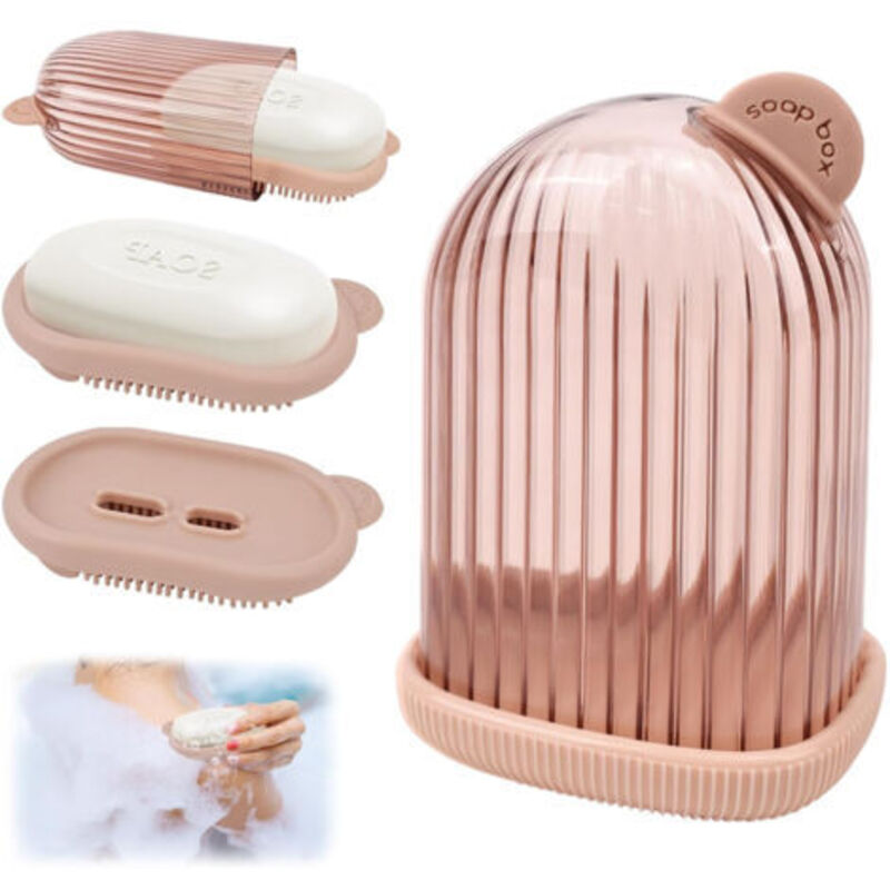 [niemals Verwendet] Reiseseifenbox, Durchsichtige Kunststoff-seifenbox Mit Abtropfschale, Seifenbox Für Festes Shampoo, Reiseseifenhalter (rosa)