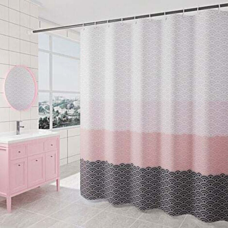 [niemals Verwendet] Duschvorhang (180 X 200 Cm) Mit 12 Haken, Schnelltrocknend (wellenmuster), Wasserdichtes Polyestergewebe, Maschinenwaschbar, Badezimmervorhänge