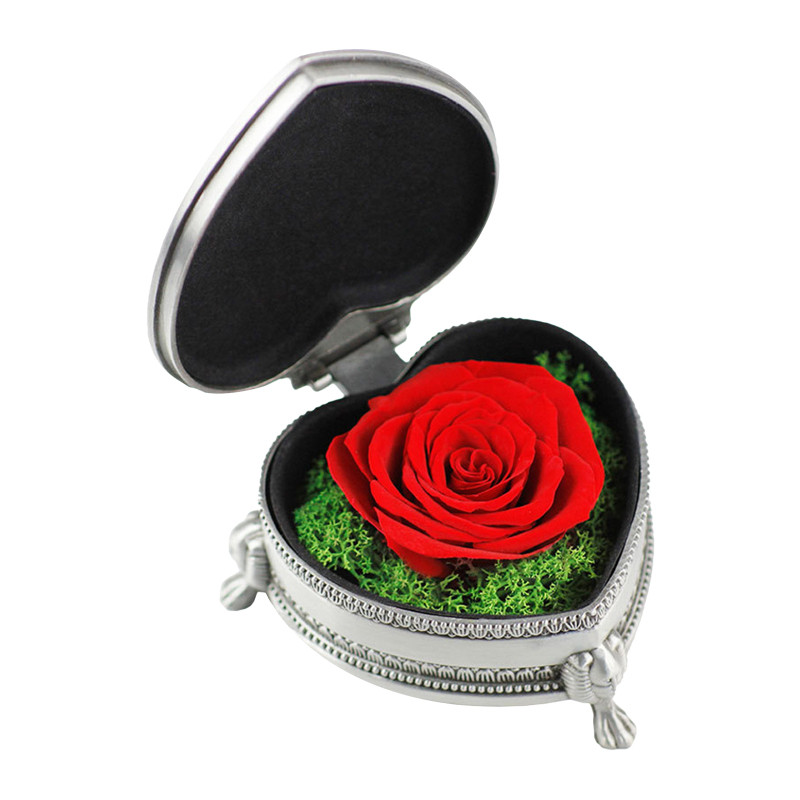 Konservierte Echte Rose, Romantisches Geschenk (herzförmige Schachtel)
