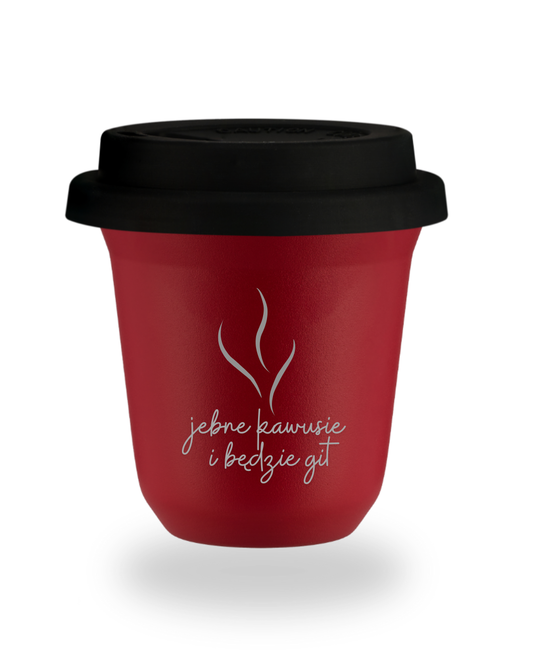 150 Ml Roter Becher „nur Ein Bisschen Kaffee, Und Alles Wird Gut“, Mit Schwarzem Deckel