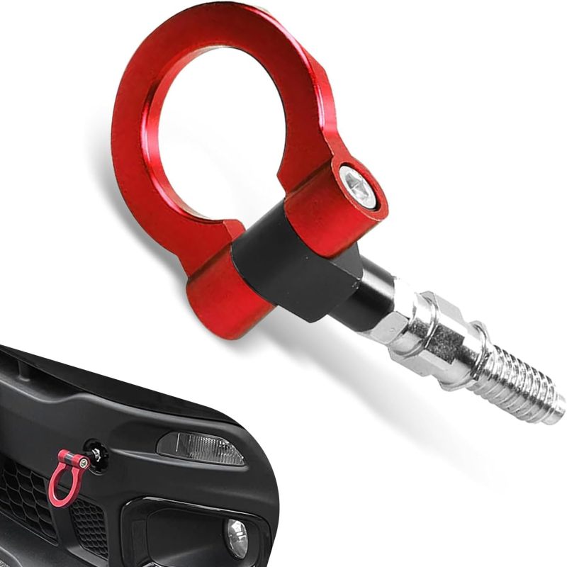 Abschlepphaken Für Die Vordere Stoßstange, Robuster, Aufschraubbarer Abschleppring Aus Metall, Universalset (rot)