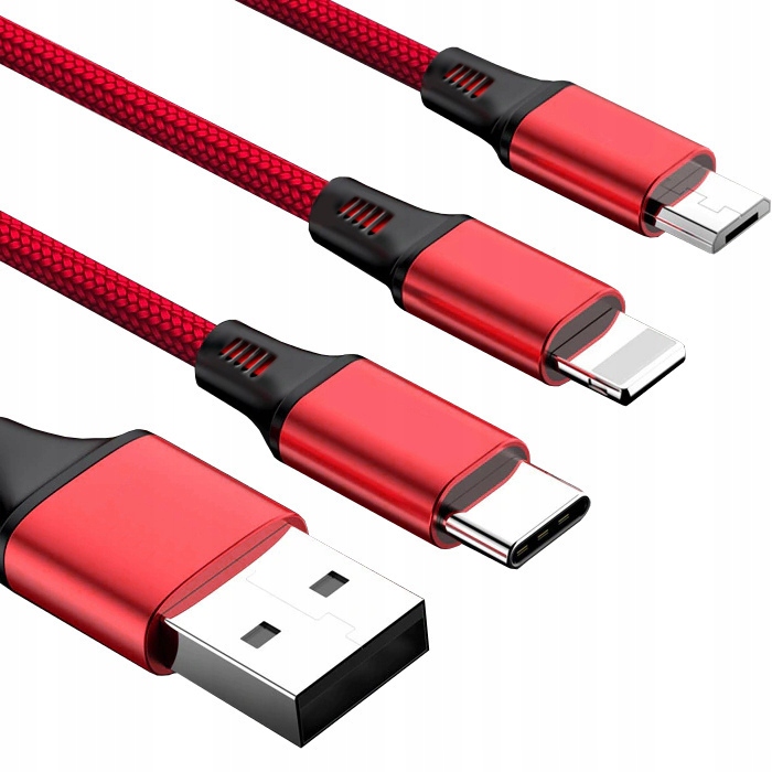 3-in-1-kabel Für Iphone / Micro-usb / Usb-c Koanni Kb13red