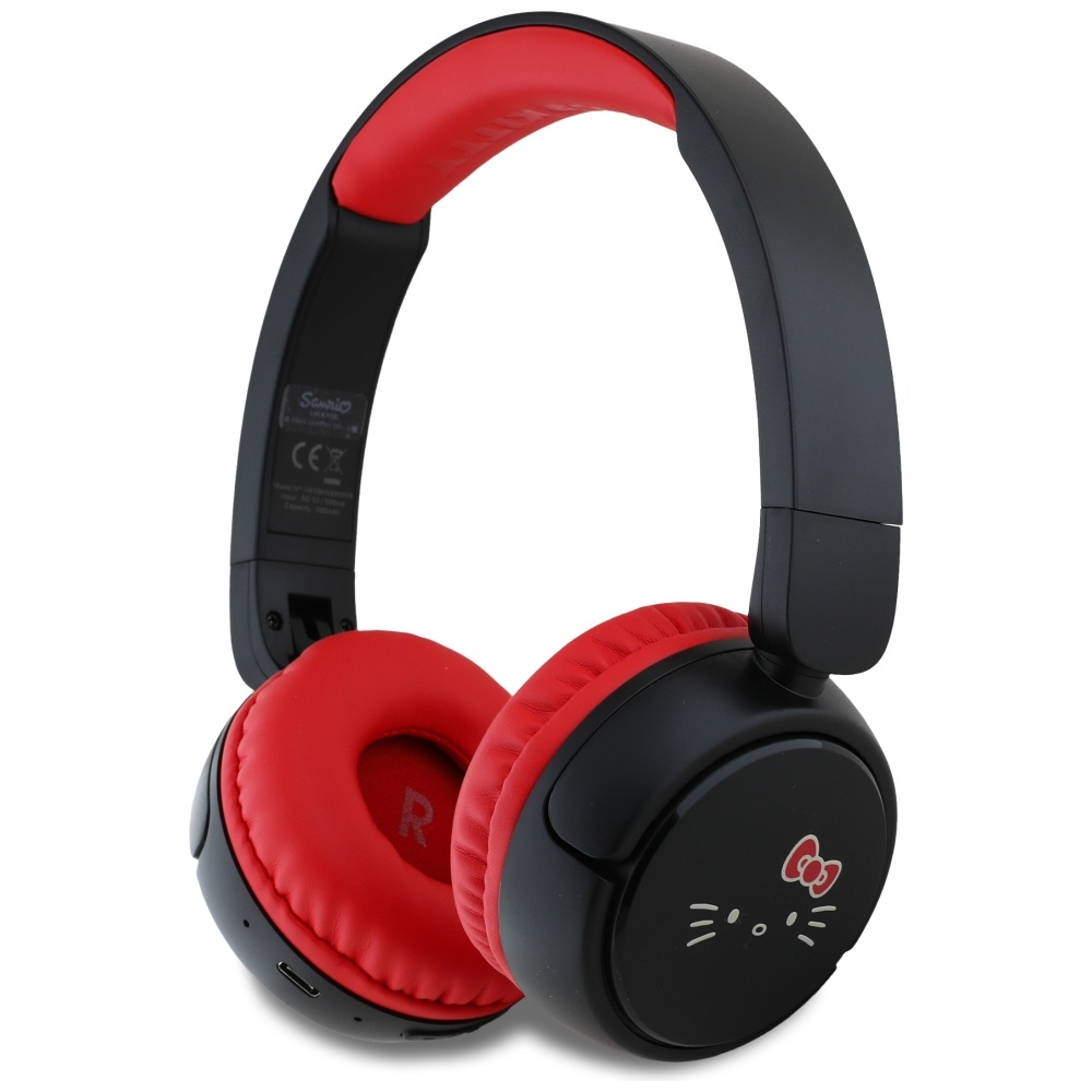 Rote Bluetooth-over-ear-kopfhörer Mit Hello-kitty-gesichtslogo