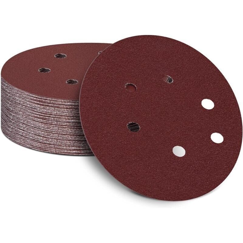 150-mm-schleifscheiben, Körnung 80 – 50er-packung, Klettverschluss, 6 Löcher, Ideal Für Holz, Spanplatten Und Metall – Ulisem