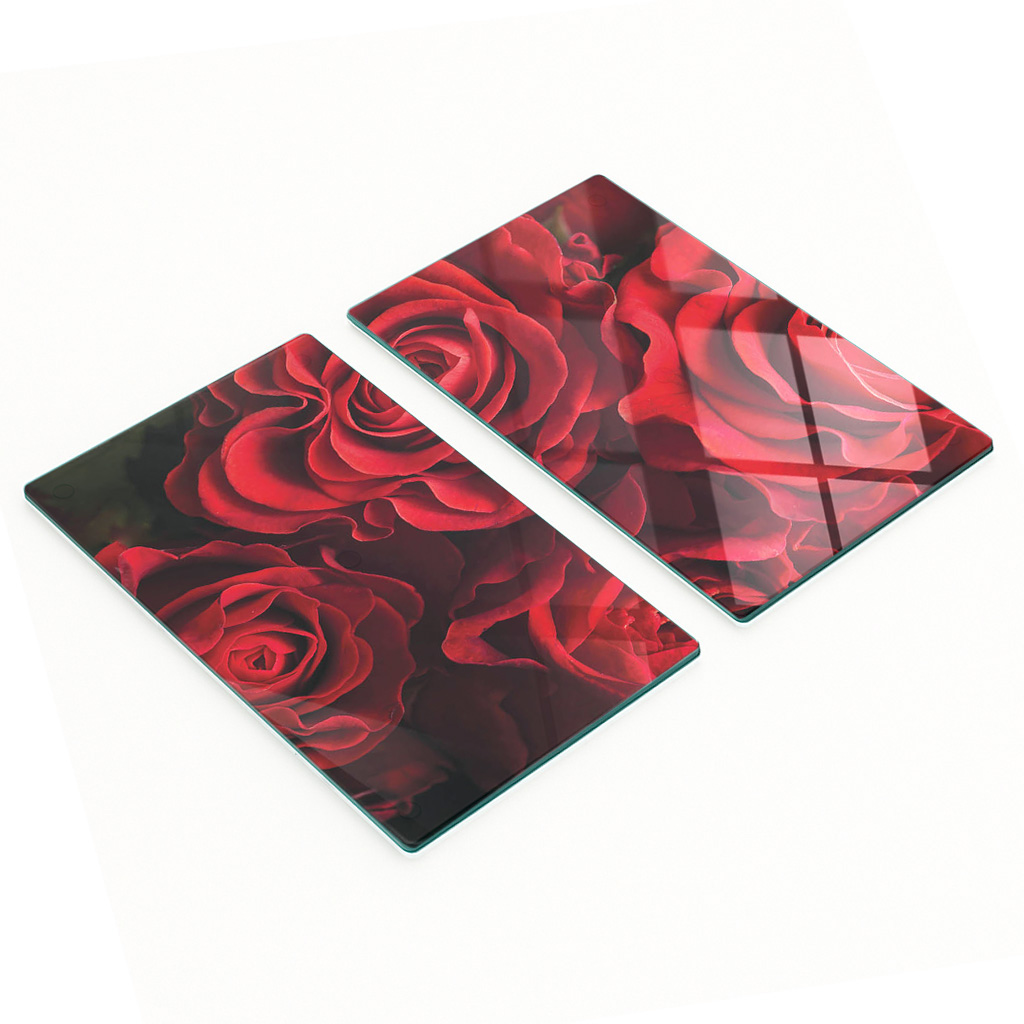 Multifunktionale, Dekorative Glasplatten Für Die Küche, Motiv: Rote Rosen, 2 X 30 X 52 Cm