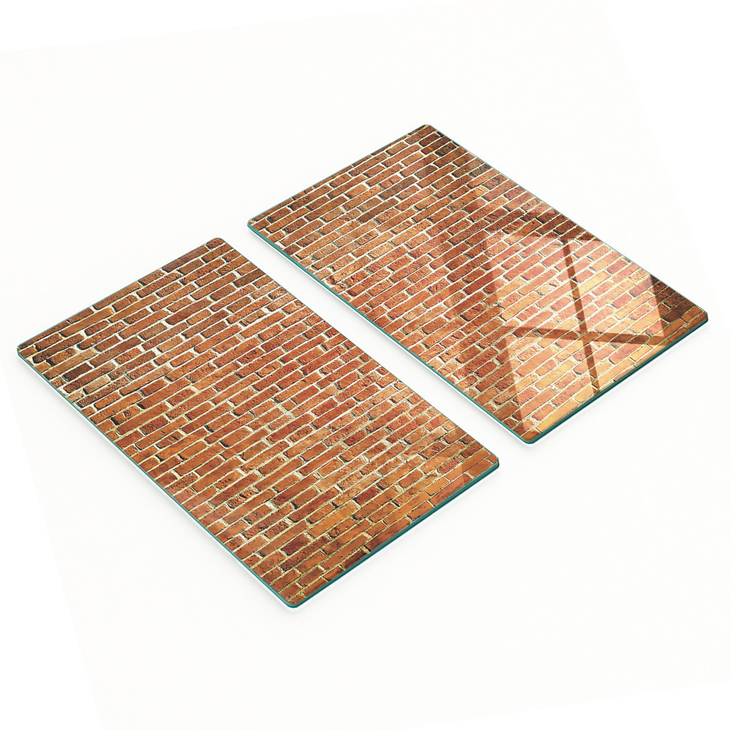 Robuste Und Stilvolle Glasplatten Mit Roter Backsteinmaueroptik, 2 X 30 X 52 Cm