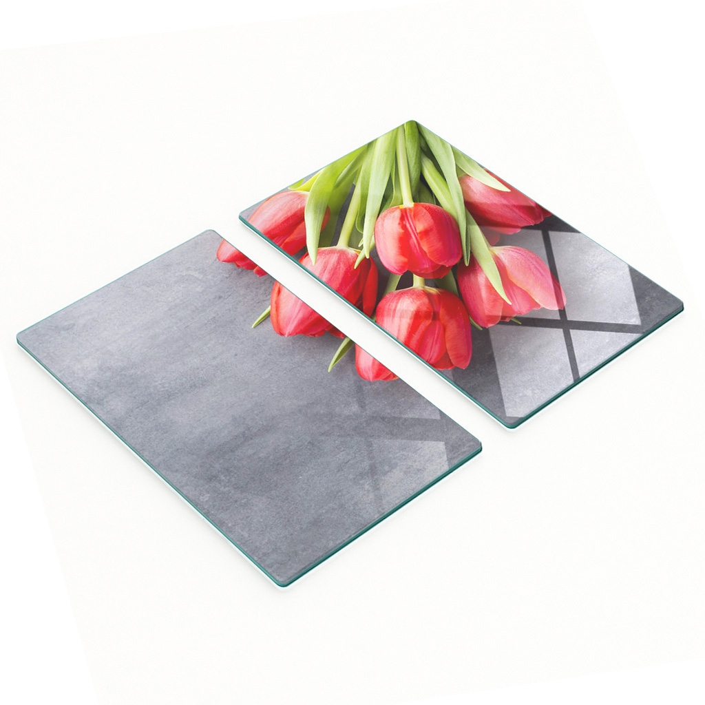Multifunktionale Dekorative Glasplatten „rote Tulpen“ 2 X 30 X 52 Cm