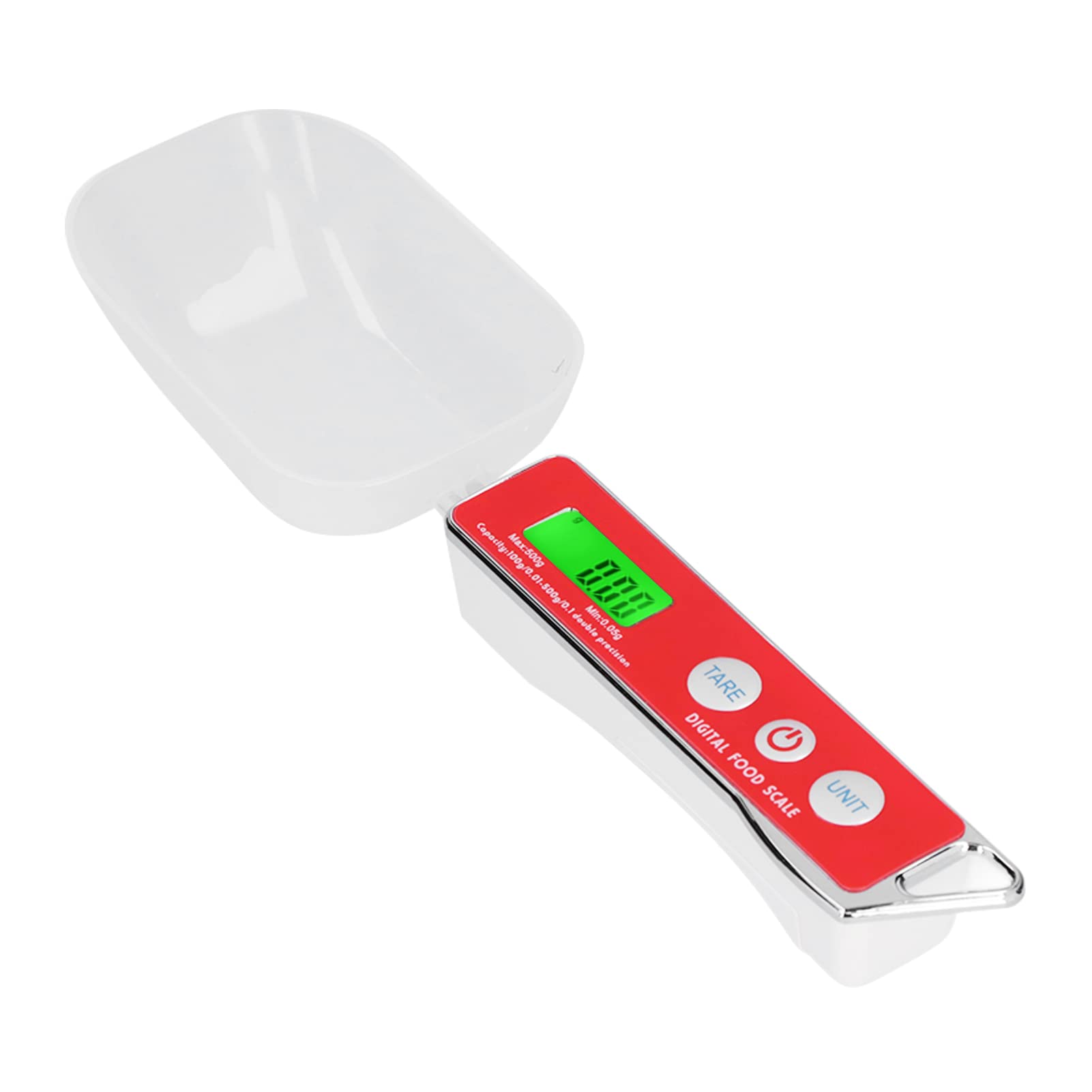 Löffelwaage, 500 G/0,1 G Lebensmittelwaage, Digitale Elektronische Küchenwaage Mit Lcd-display Für Kaffee, Backen, Reis, Mehl, Gewürze (rot)