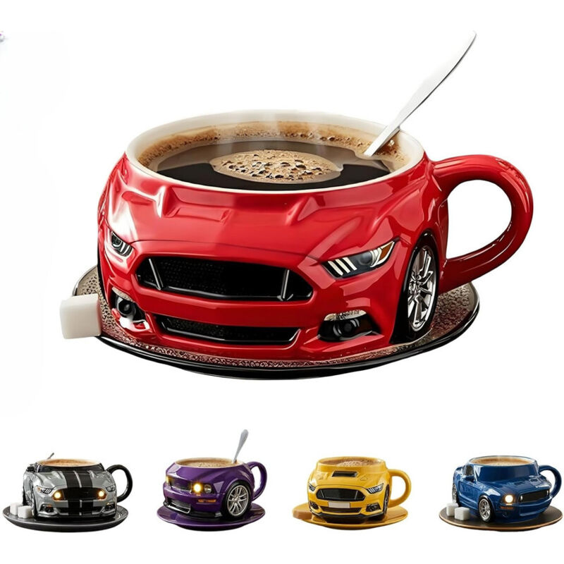 Doppelwandiger Edelstahl-kaffeebecher In Autoform, Rot, Kreatives Design, Ideal Für Auto Und Büro, Handgefertigt - Ulisem