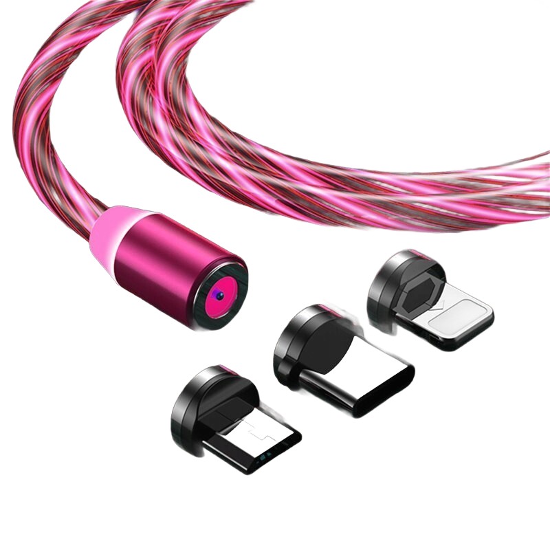 Magnetisches Led-kabel Für Iphone, Micro-usb Typ-c, 200 Cm, Kb31red