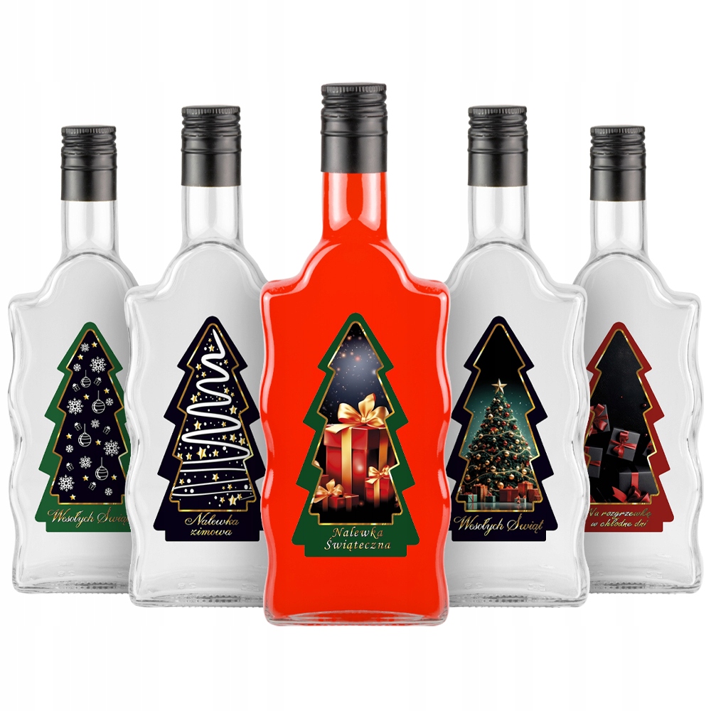 5x Wave-flaschen 500 Ml + Weihnachtsbaum-etikett Weihnachtsflaschen Liköre Wein
