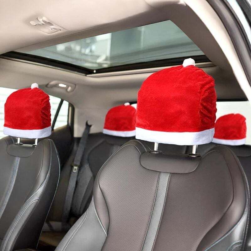 Weihnachtsauto-kopfstützenbezüge – 4er-set Weiche Stoff-weihnachtsmannmützen, Größe 36 X 33 Cm – Ulisem