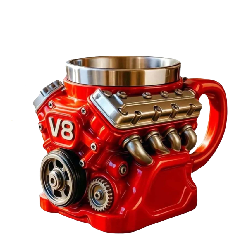 Roter V8-kaffeebecher, Retro-kaffeebecher, Geschenk Für Kaffeeliebhaber.
