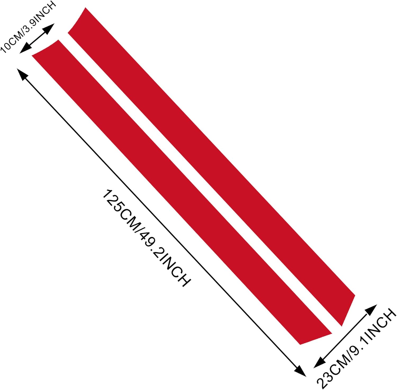 1 Paar 125 Cm Motorhaubenstreifen-aufkleber, Autorennen, Karosserie-seitenstreifen, Autorock, Obere Motorhaube, Stoßstangenstreifen (rot)
