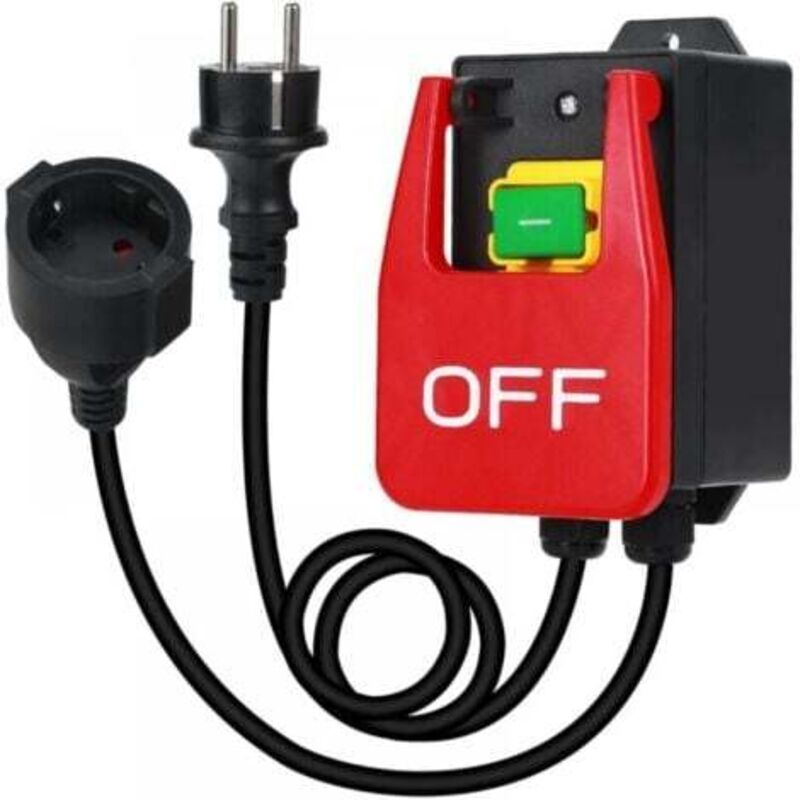 [niemals Verwendet] Einphasenschalter, Drucktaster, Sicherheitsschalter Mit Stecker. Maschinenschalter Zum Schnellen Abschalten Des Frästisches Und Anderer Geräte.
