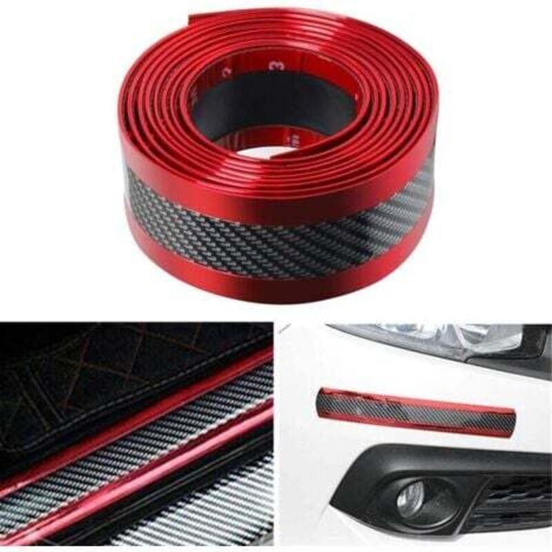[niemals Verwendet] 3m Universal-einstiegsleistenschutz Aus Carbonfaser, Selbstklebender Aufkleber Für Suvs, Lkws, Türschutz, 5 X 300 Cm (b X L), Rot