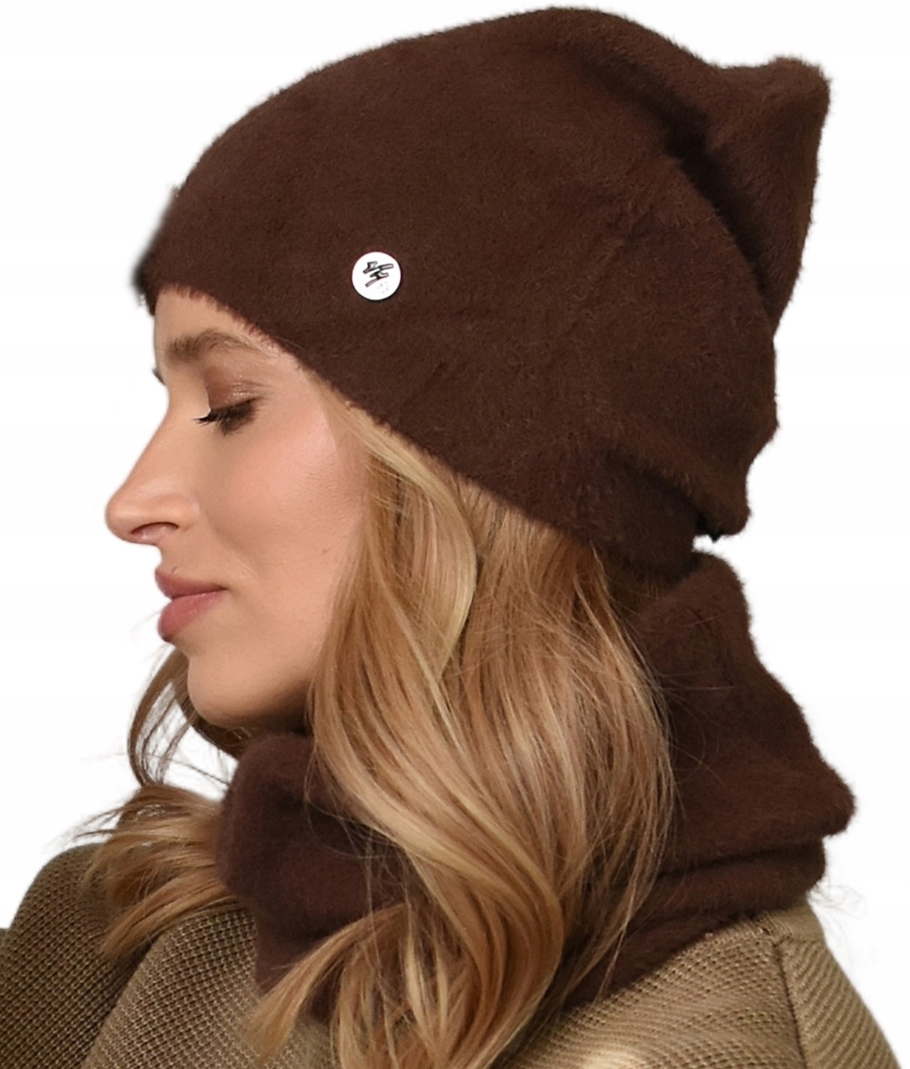 Damen-set Mütze + Schal - Schlauchset Winterwarme Schokolade Uni