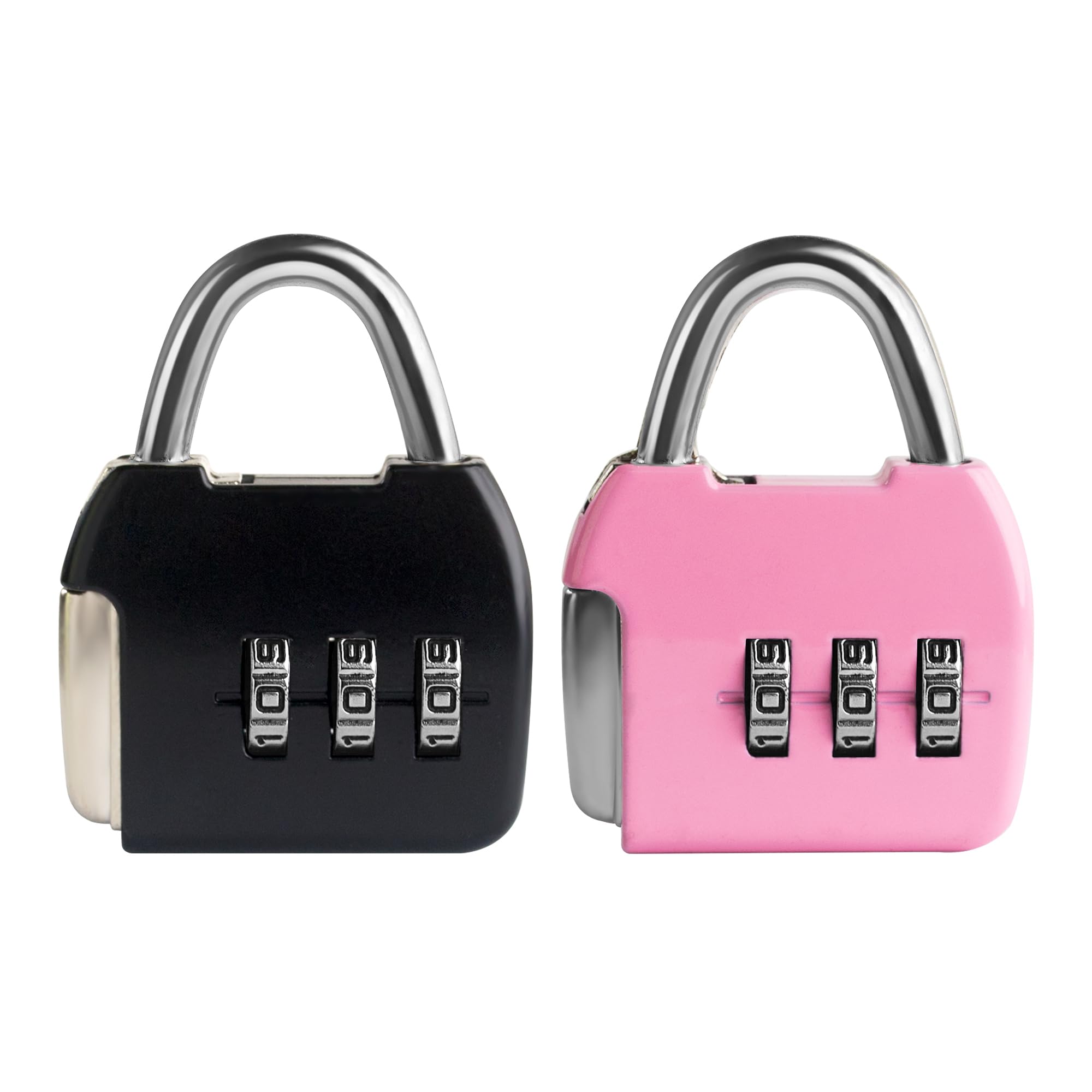 Kleines Zahlenschloss, 3-stelliges Codeschloss, Reise-vorhängeschloss Für Koffer, Schließfach, Tasche, Box, Rucksack-reißverschluss, Tagebuch (schwarz + Rosa, 2 Stück)