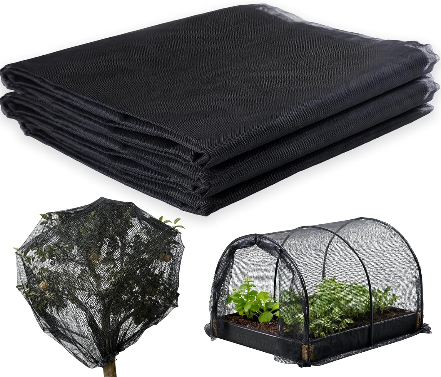 Vogelschutznetz, Pflanzenschutznetz, Engmaschiges Und Starkes Netz, Vogelschutznetz Für Obst, Pflanzen Und Gemüse, Schwarz, Garten, 3 X 4 M