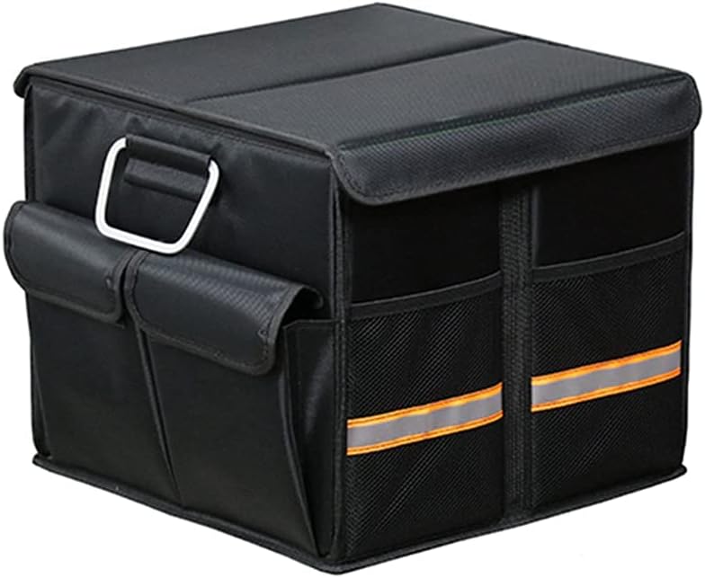 Reise-kofferraum-aufbewahrungsbox, Auto-organizer – Robust, Zusammenklappbar, Mit Mehreren Fächern – Unverzichtbares Autozubehör, Schwarz Nior (s 35 X 35 X 30 Cm)
