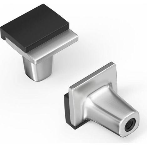 Set Aus 2 Quadratischen Schrankgriffen Aus Zinklegierung In Den Farben Gebürstetes Nickel, Silber, Schwarz Und Gebürstetes Nickel Für Türen, Kommoden Und Schlafzimmer