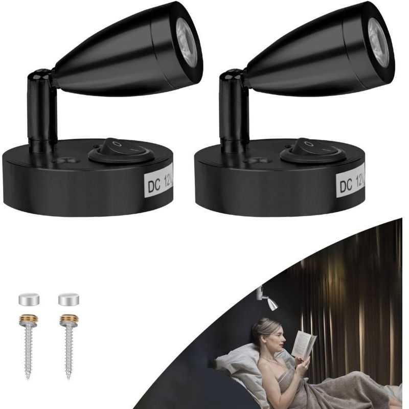 2 X 12-v-led-leseleuchten Für Wohnmobile, Boote Und Wohnwagen Mit Einzelschaltern, Warmweißes Licht (3000 K), 220 Lm, 60 X 96 Mm