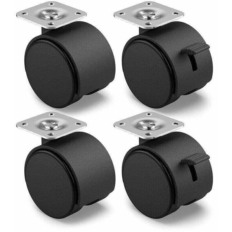Möbelrollen – 4er-set, 40 Mm Mit Bremse, Max. Traglast 100 Kg, Geringer Rollwiderstand