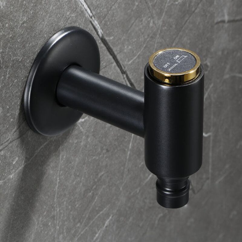 Wandmontierter Bad- Und Waschmaschinenhahn – Massives Messing, Mattschwarz Mit Antikgold-finish, Einzel-kaltwasserhahn.